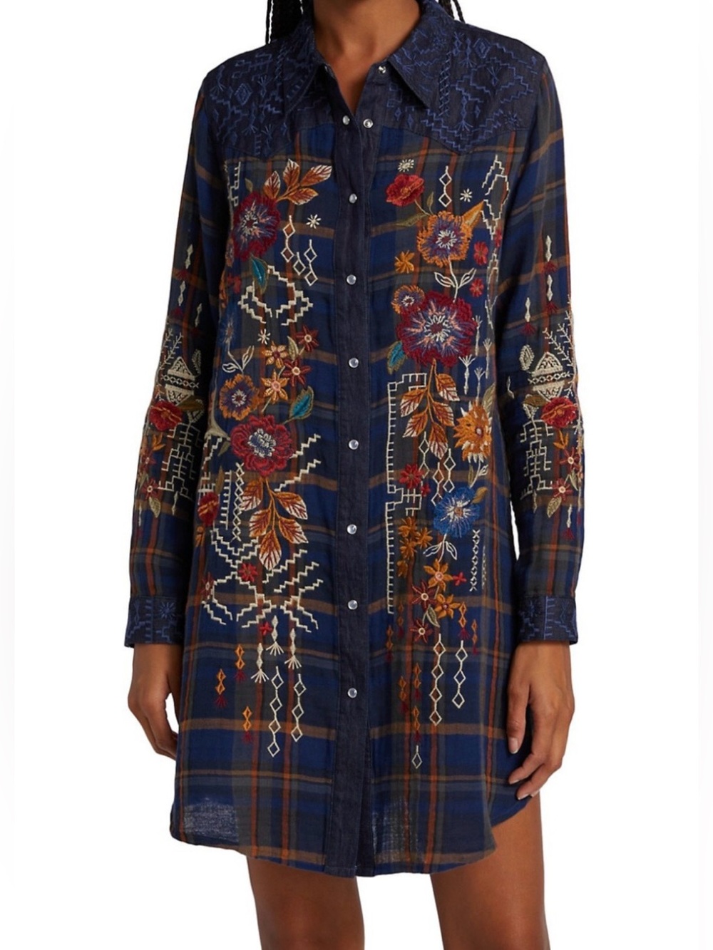 Johnny Was Olivia Western Shirt Dress Sz S